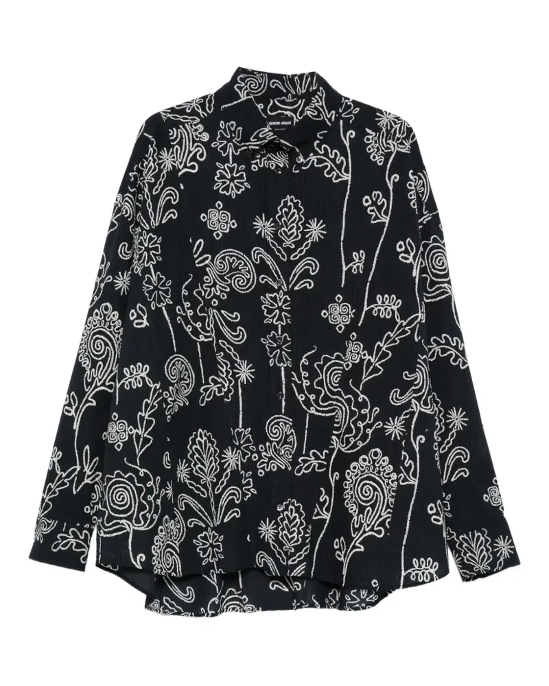 Giorgio Armani floral-pattern shirt - Schwarz Schwarz