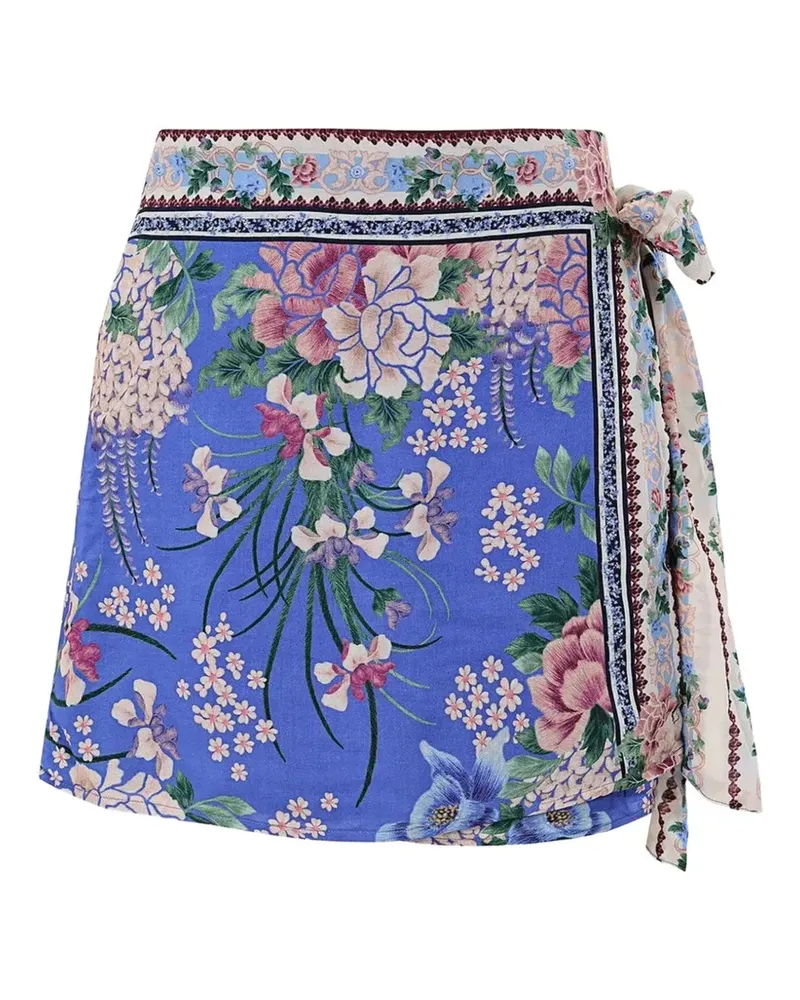 AGUA BENDITA Ziara floral-print wrap skirt - Blau Blau