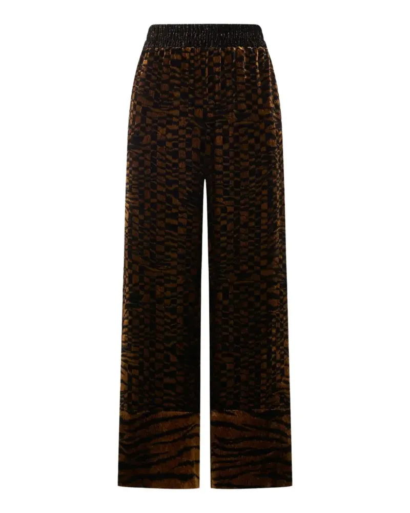 Pierre-Louis Mascia animal-print wide-leg trousers - Braun Braun