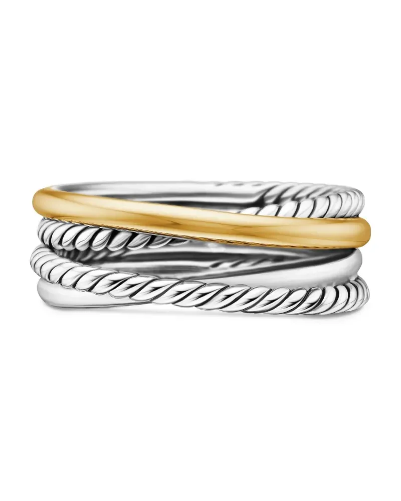 David Yurman 18kt Crossover Gelbgold- und Sterlingsilberring 8mm Silber