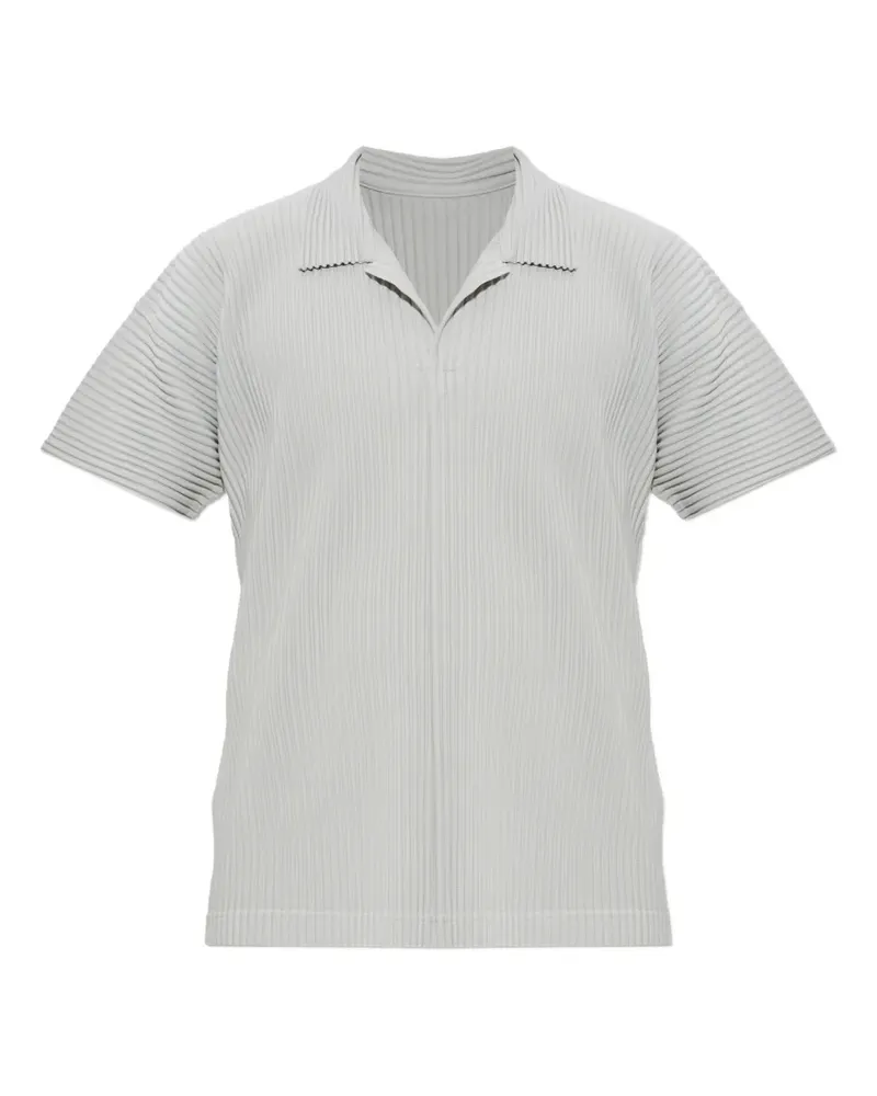 Issey Miyake Plissiertes Poloshirt - Grau Grau