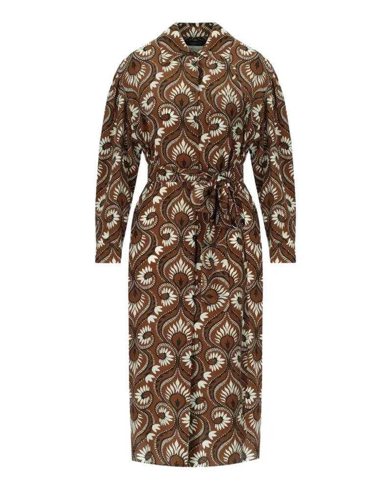 Max Mara Kleid mit Bindegürtel - Braun Braun