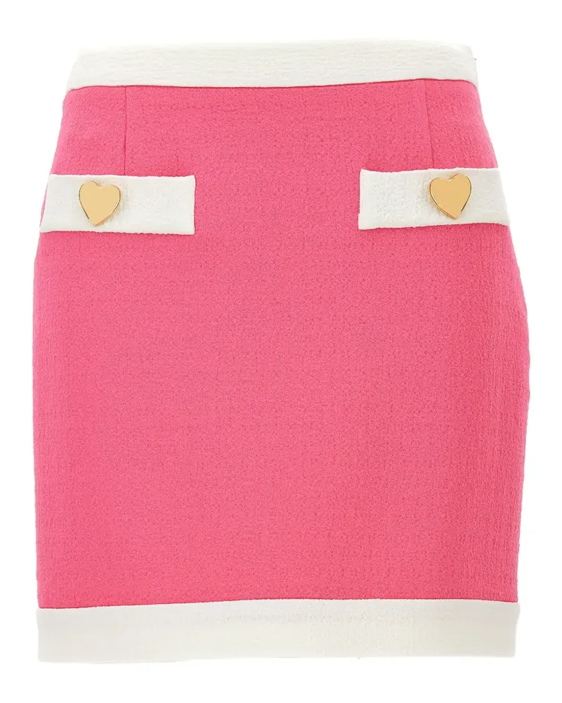 Moschino Rock mit Herzknöpfen und Kontrastbesatz - Rosa Rosa