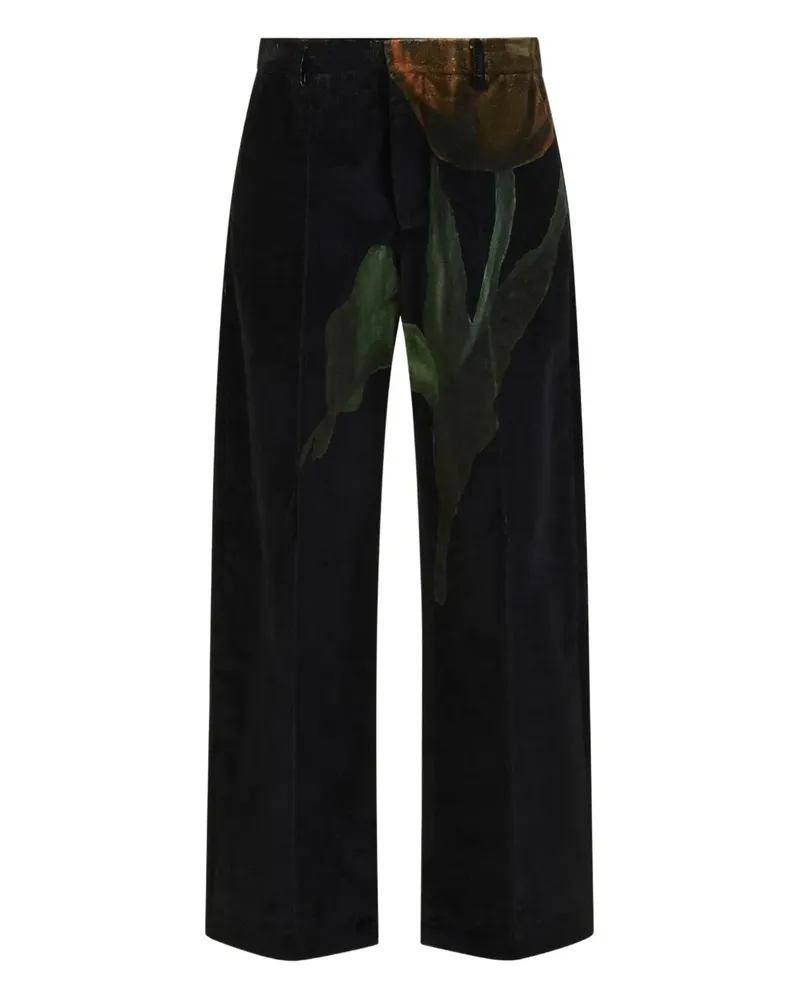 Marni x Slawn & Soldier Samthose mit Tulpen-Print - Schwarz Schwarz