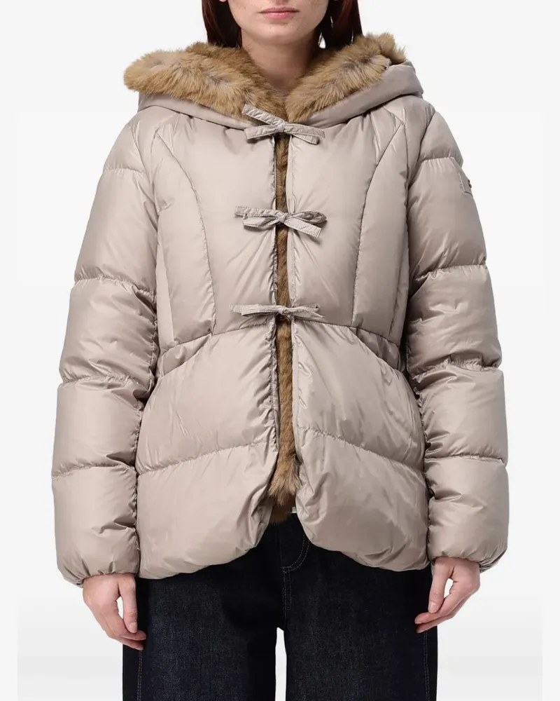 Peuterey fur-trim hooded coat - Nude Nude