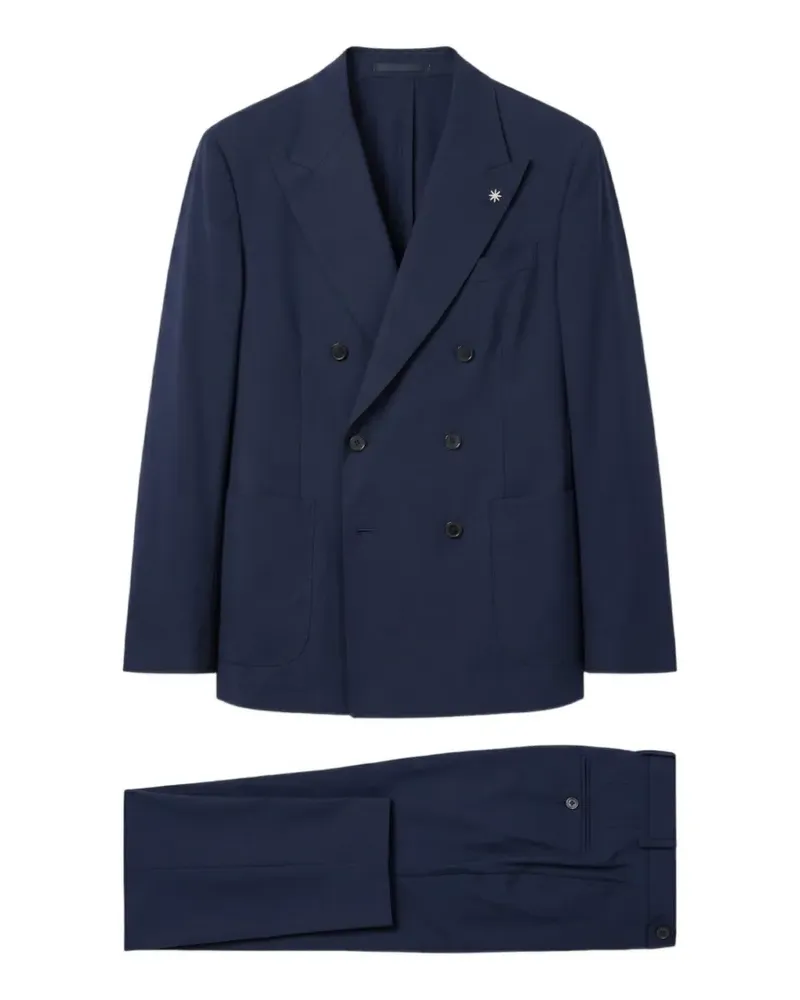 Manuel Ritz double-breasted peak-lapel suit - Blau Blau