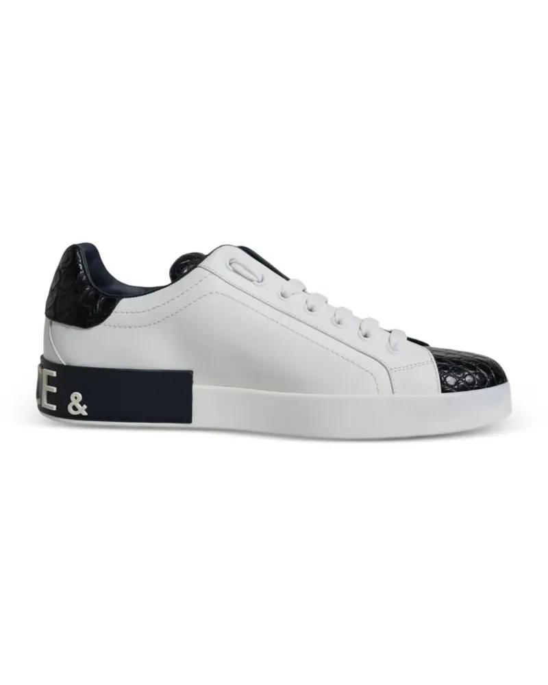 Dolce & Gabbana Portofino Sneakers mit Kroko-Optik - Weiß Weiß