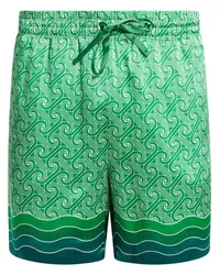 Casablanca Paris Shorts aus Seide mit Print Grün