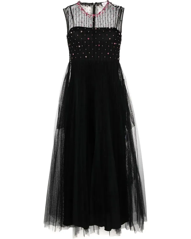 RED Valentino Tüllkleid mit Point d'Esprit - Schwarz Schwarz