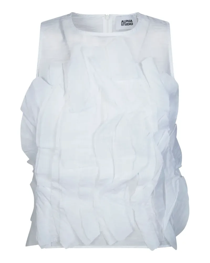 Alpha Studio ruffled sleeveless cotton top - Weiß Weiß