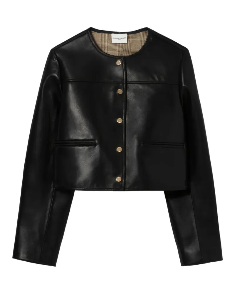 Claudie Pierlot Klassische Lederjacke - Schwarz Schwarz
