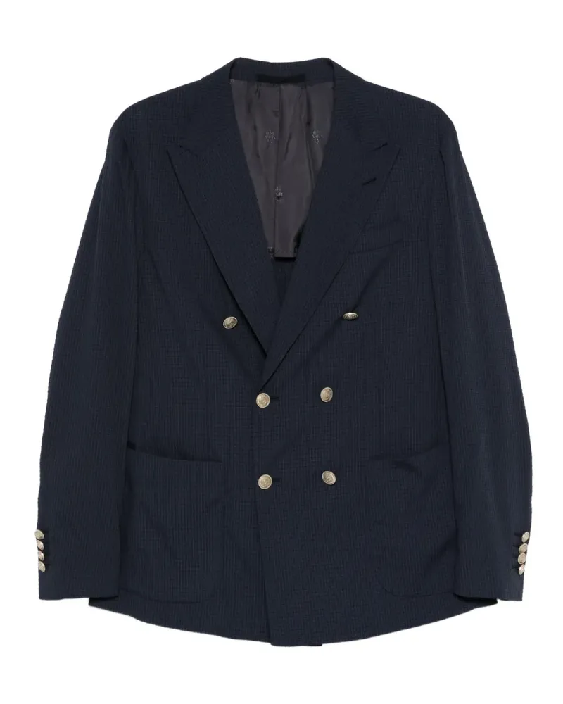 Eleventy Doppelreihiger Blazer mit Karomuster - Blau Blau