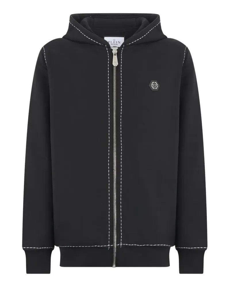 Philipp Plein Hoodie mit Logo-Schild - Schwarz Schwarz