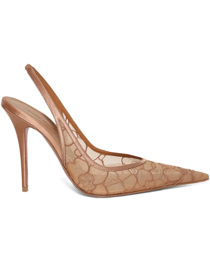 Amina Muaddi Stiletto-Pumps mit Spitzendetail - Nude Nude