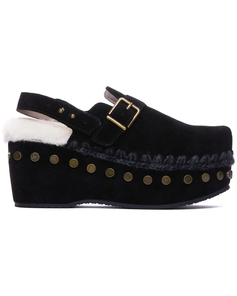 Mou Plateau-Mules mit Nieten 70mm - Schwarz Schwarz