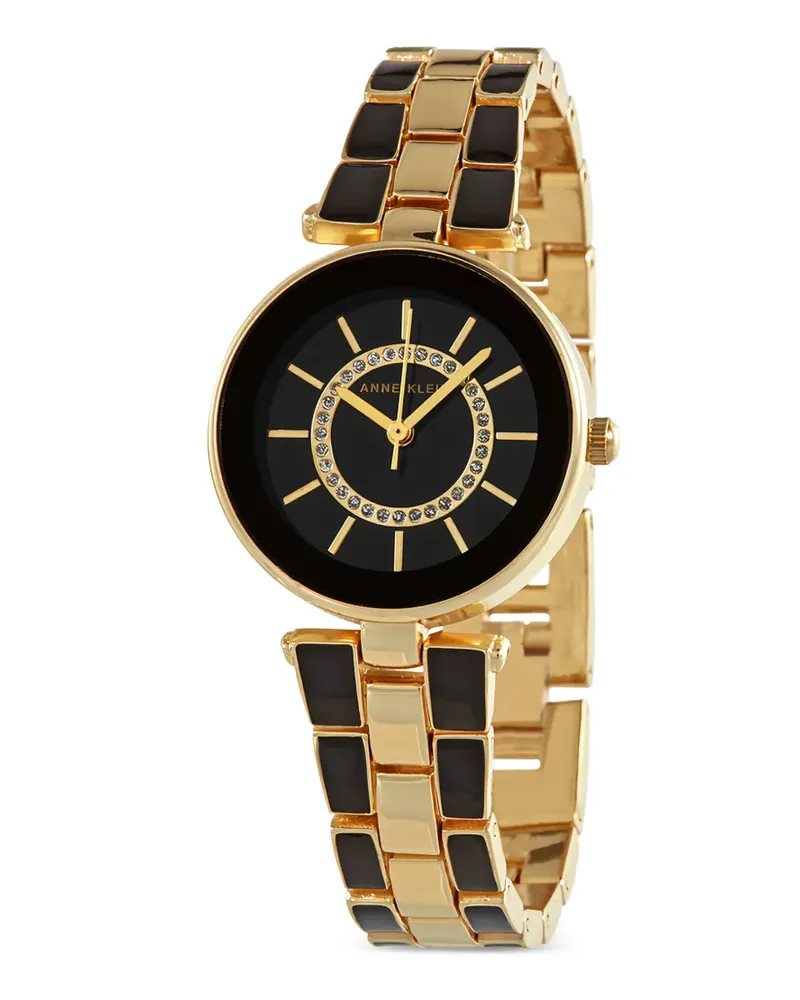 Anne Klein crystal enamel-inlay 28mm watch - Schwarz Schwarz