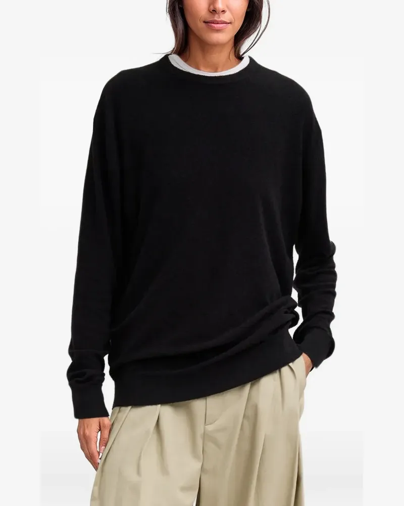 tibi The Sable Perfect Pullover mit rundem Ausschnitt - Schwarz Schwarz