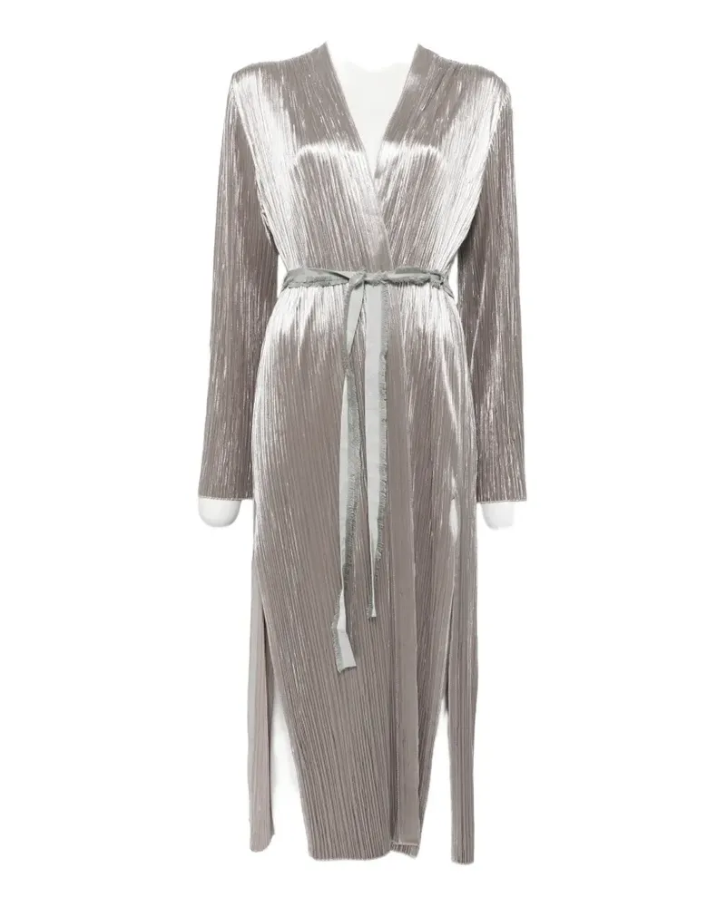 forte_forte plissé-effect belted coat - Grau Grau