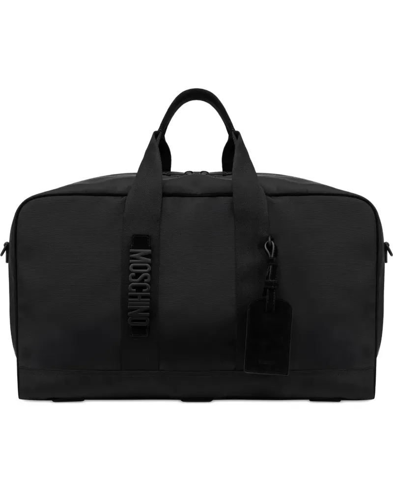 Moschino Reisetasche mit Logo-Schild - Schwarz Schwarz
