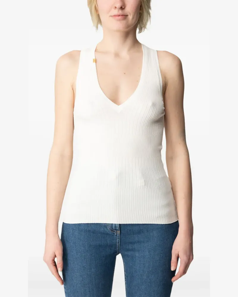 Elisabetta Franchi Geripptes Top mit V-Ausschnitt - Nude Nude