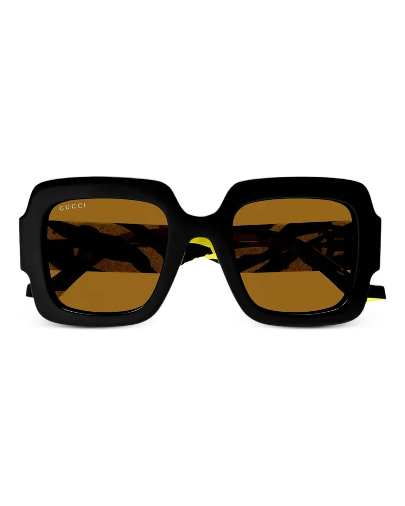Gucci Eckige Sonnenbrille - Schwarz Schwarz