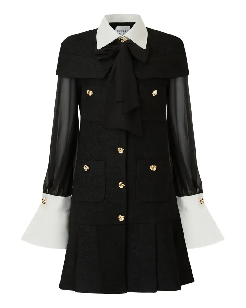 Edward Achour Geknöpftes Minikleid mit Falten - Schwarz Schwarz