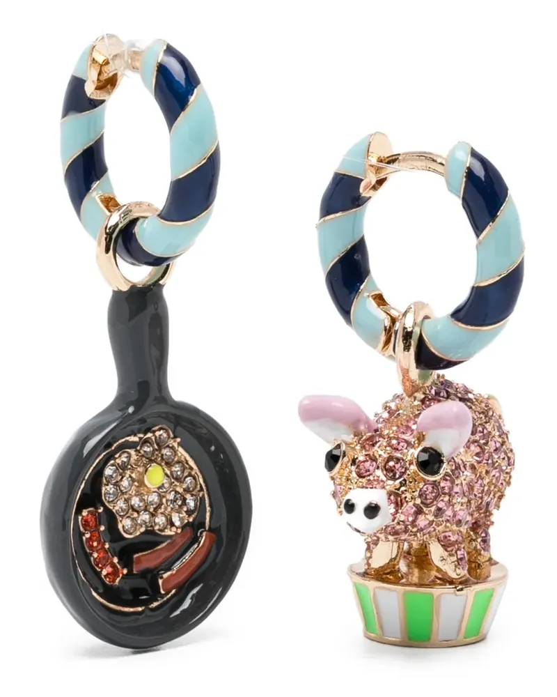 Essentiel Jubby striped-detail charm earrings - Blau Blau