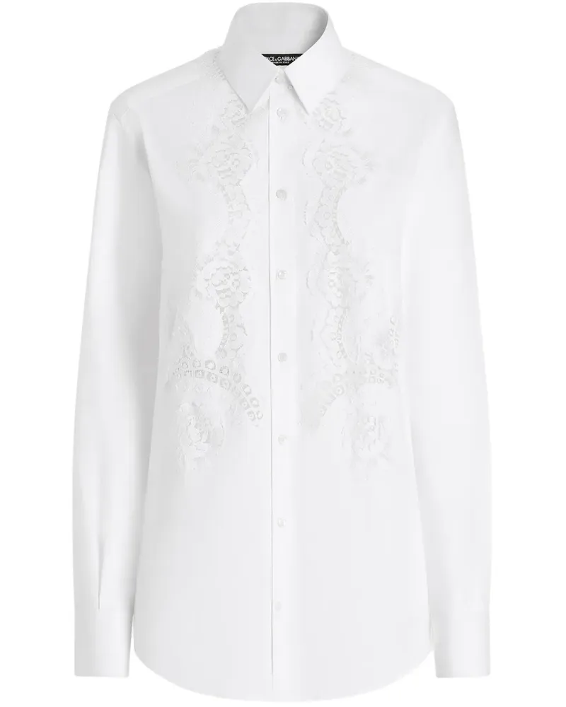 Dolce & Gabbana Hemd mit Spitzeneinsatz - Weiß Weiß