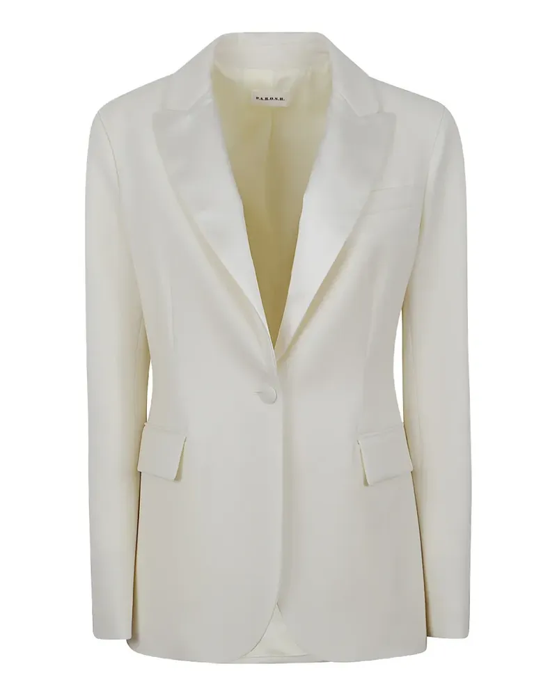 P.A.R.O.S.H. P.A.R.O H. Liliuxy satin-lapel single-breasted blazer - Weiß Weiß