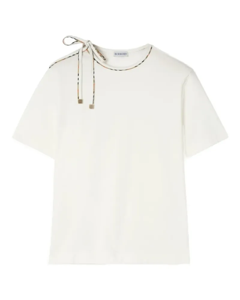 Burberry T-Shirt mit Check-Besatz - Weiß Weiß