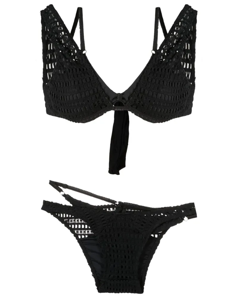Amir Slama Bikini im Layering-Look - Schwarz Schwarz