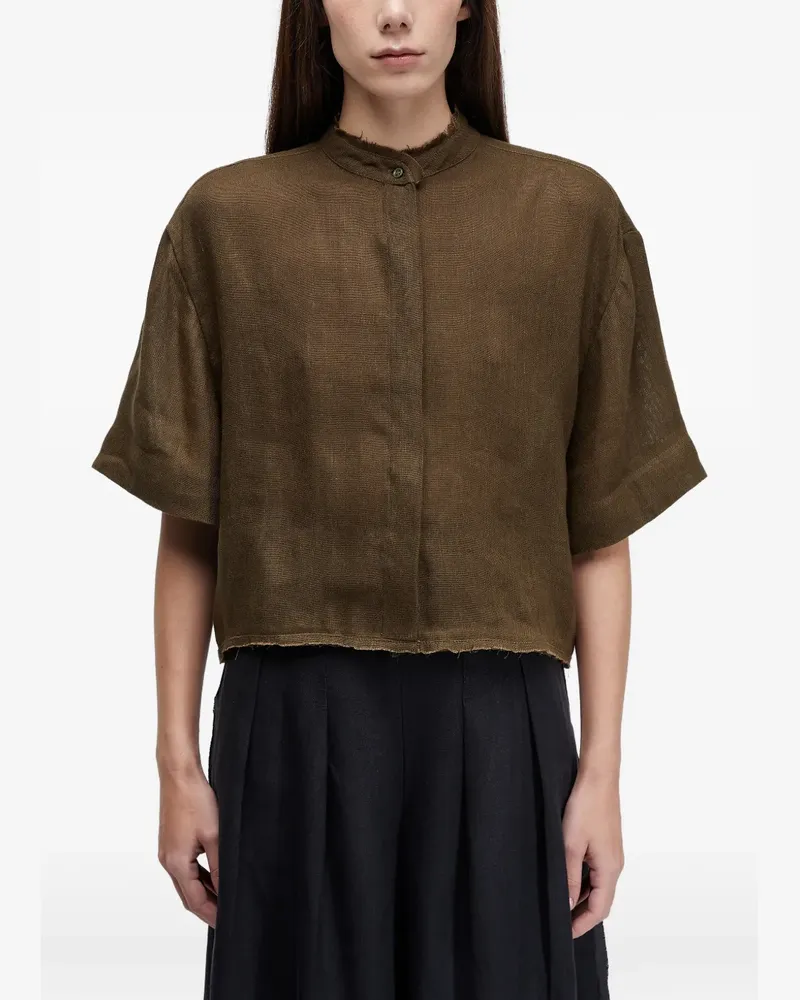 Osklen Leinenhemd mit ausgefranstem Kragen - Braun Braun