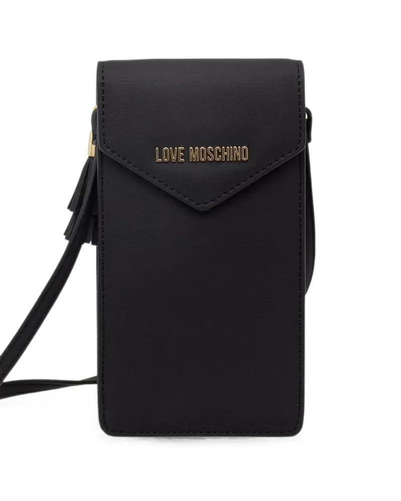 Moschino logo-plaque tassel phone bag - Schwarz Schwarz