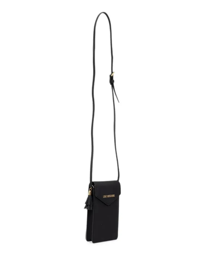 Moschino logo-plaque tassel phone bag - Schwarz Schwarz