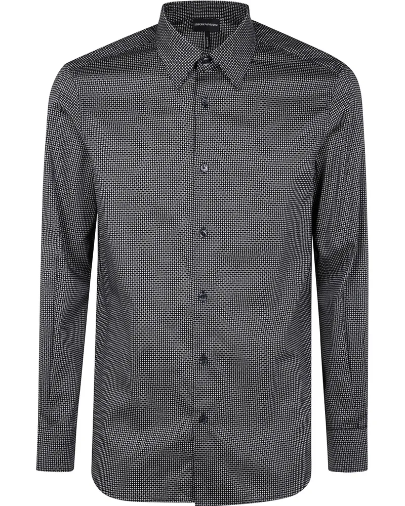 Emporio Armani Geometrisch gemustertes Hemd - Schwarz Schwarz