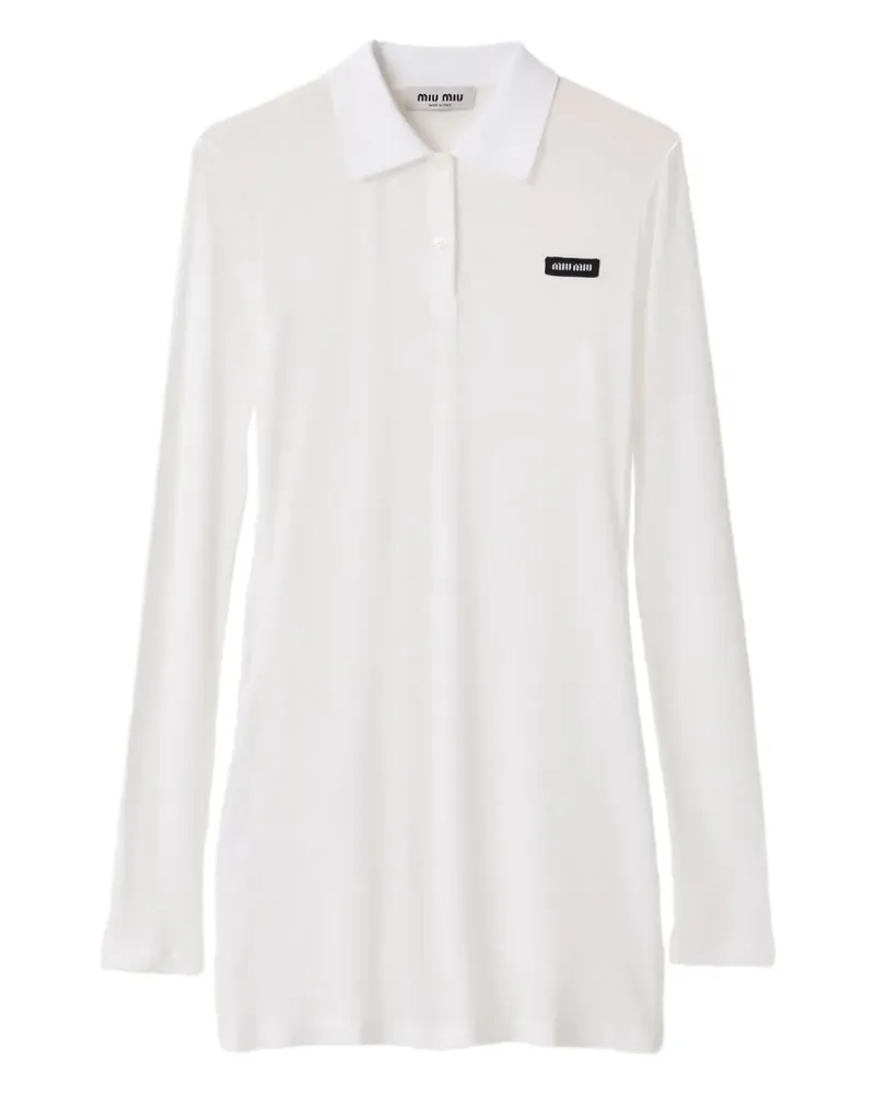 Miu Miu Geripptes Jersey-Minikleid - Weiß Weiß