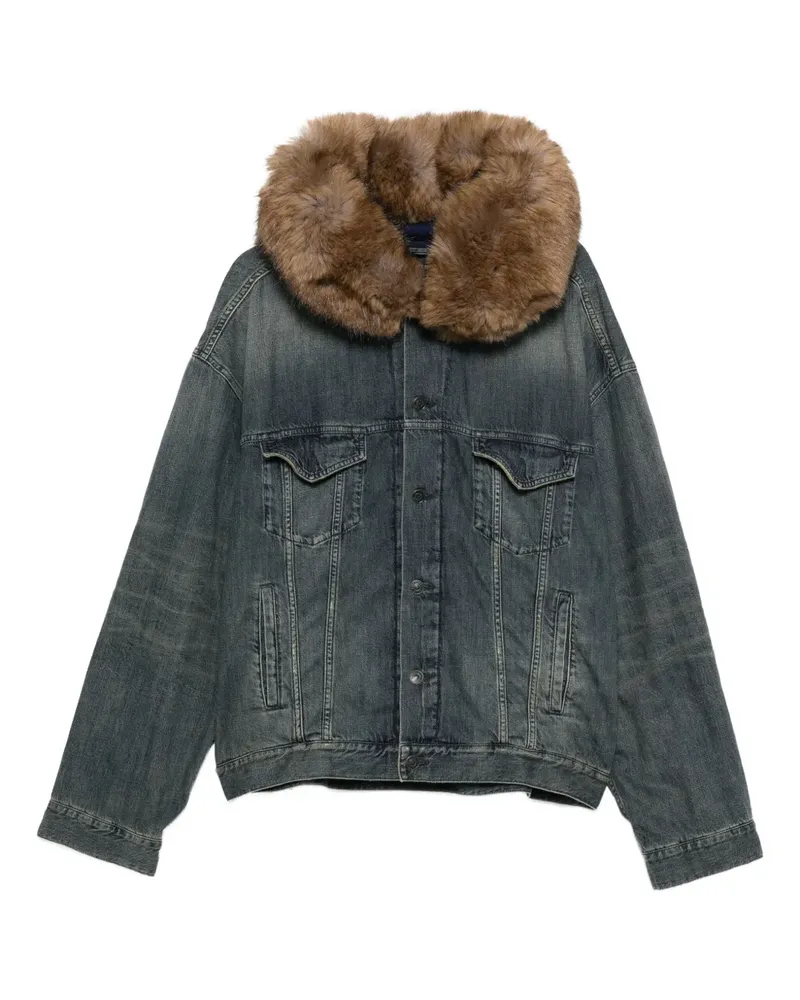 Balenciaga Jeansjacke mit Faux-Fur-Kragen - Blau Blau