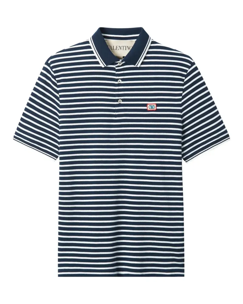 Valentino Garavani Poloshirt aus Baumwollpiqué mit VLogo-Patch - Blau Blau