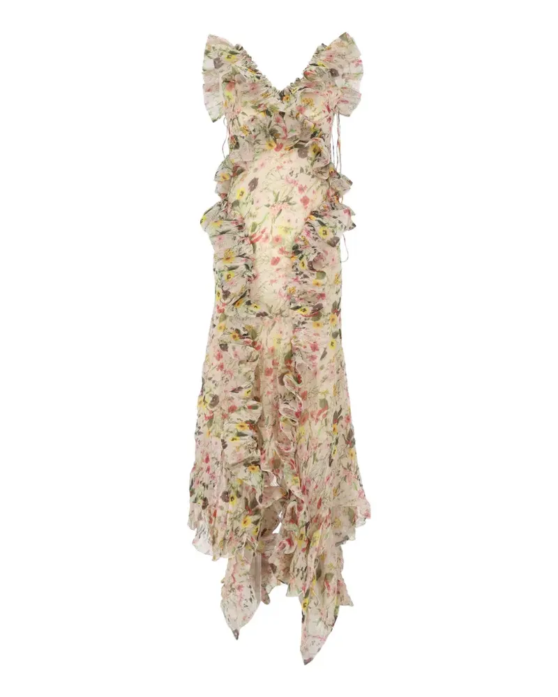 Marques ' Almeida Asymmetrisches Kleid mit Blumenprint - Nude Nude