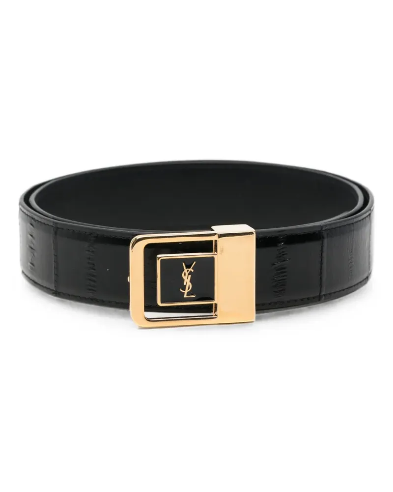Saint Laurent YSL Gürtel mit Logo-Schild - Schwarz Schwarz