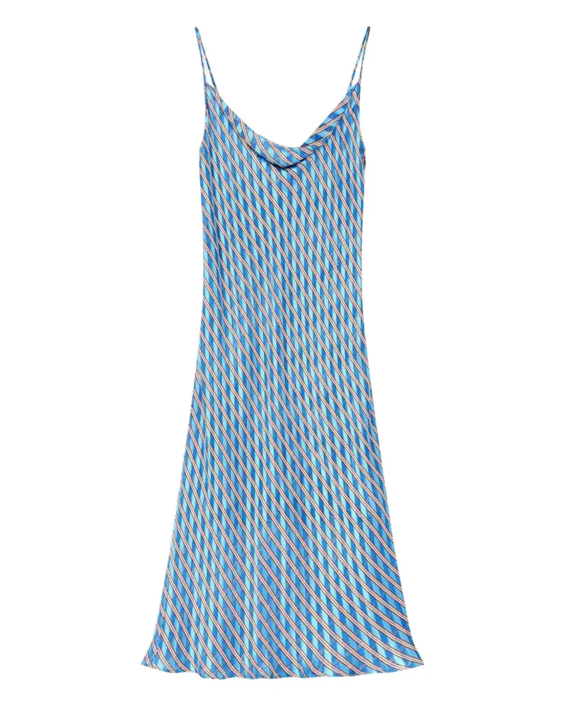 Dries van Noten Gestreiftes Camisole-Kleid mit Wasserfallausschnitt - Blau Blau