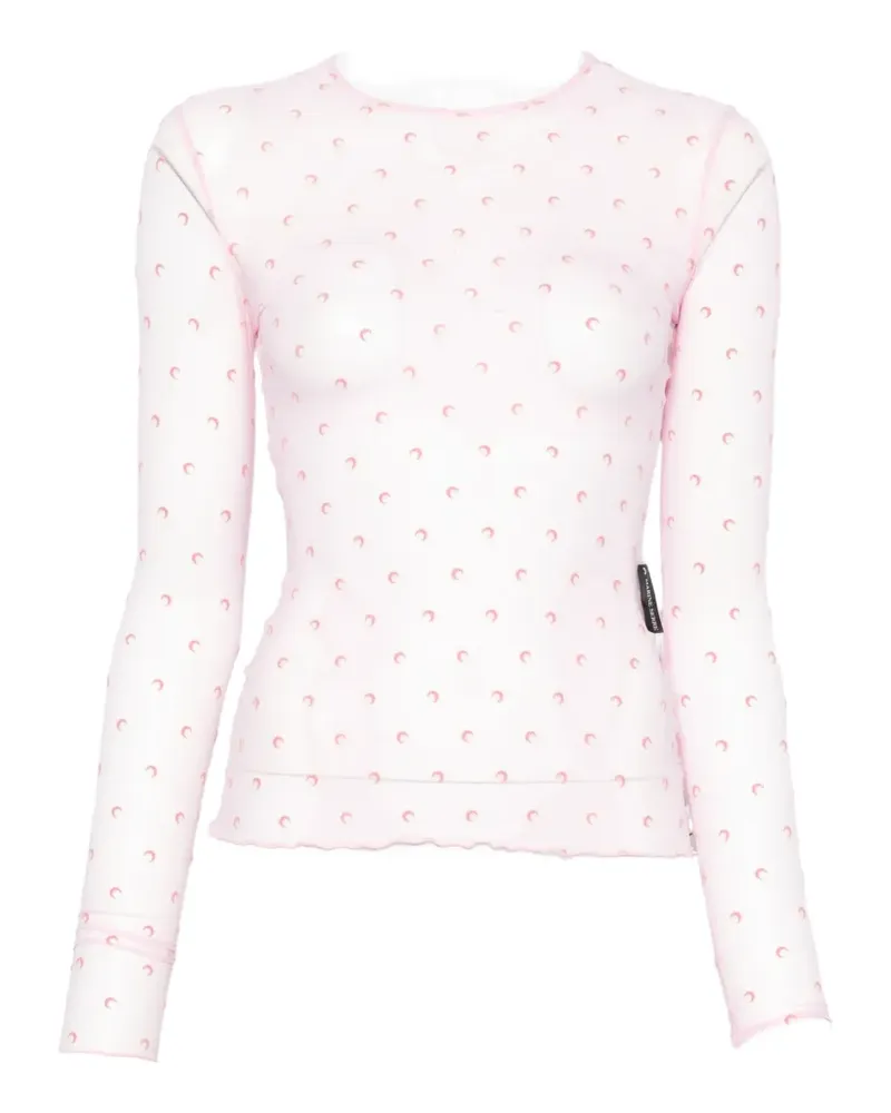 Marine Serre moon-print long-sleeve T-shirt - Rosa Rosa