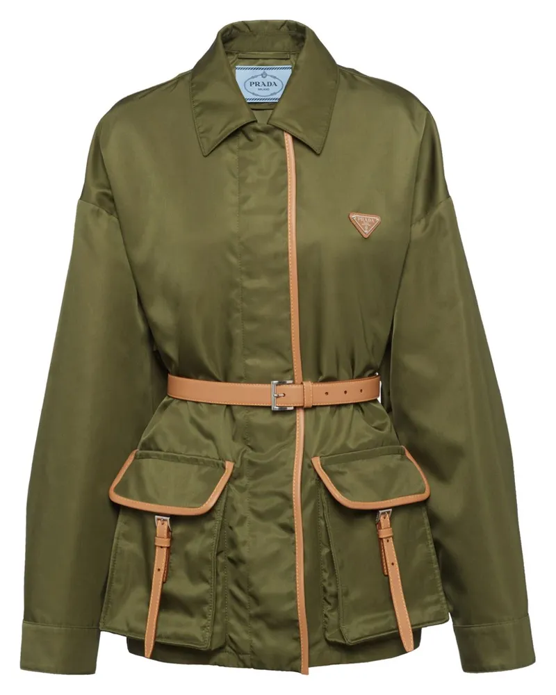 Prada Re-Nylon Jacke mit Gürtel - Grün Grün