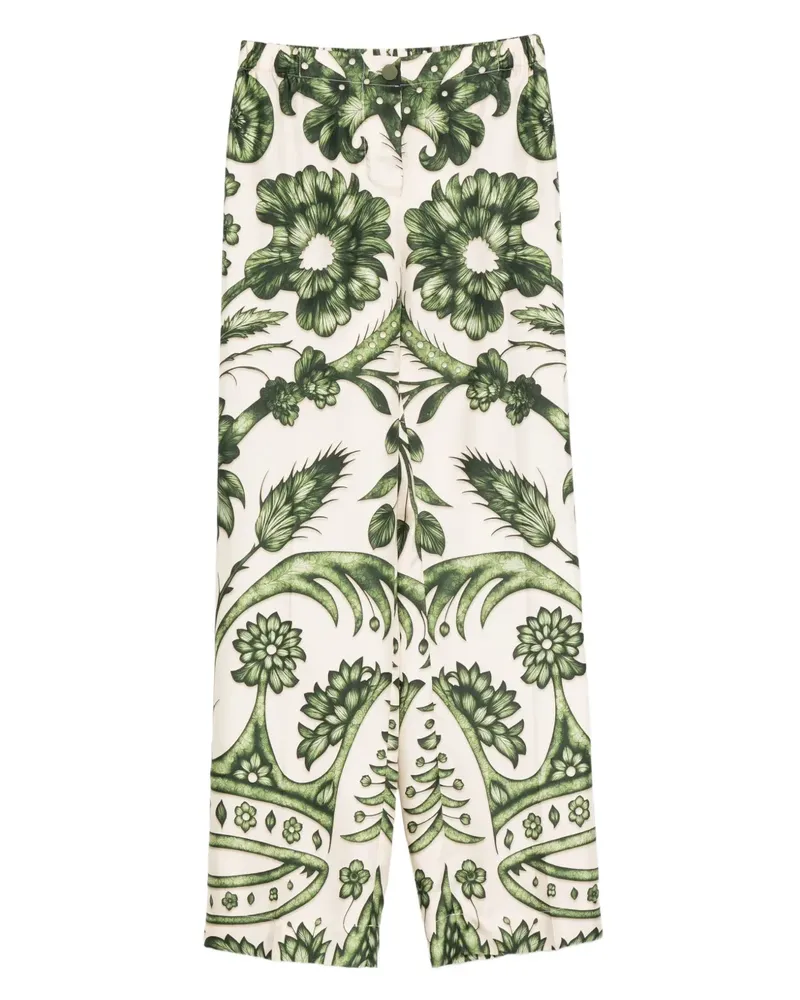 For Restless Sleepers Seidenhose mit Blumen-Print - Grün Grün