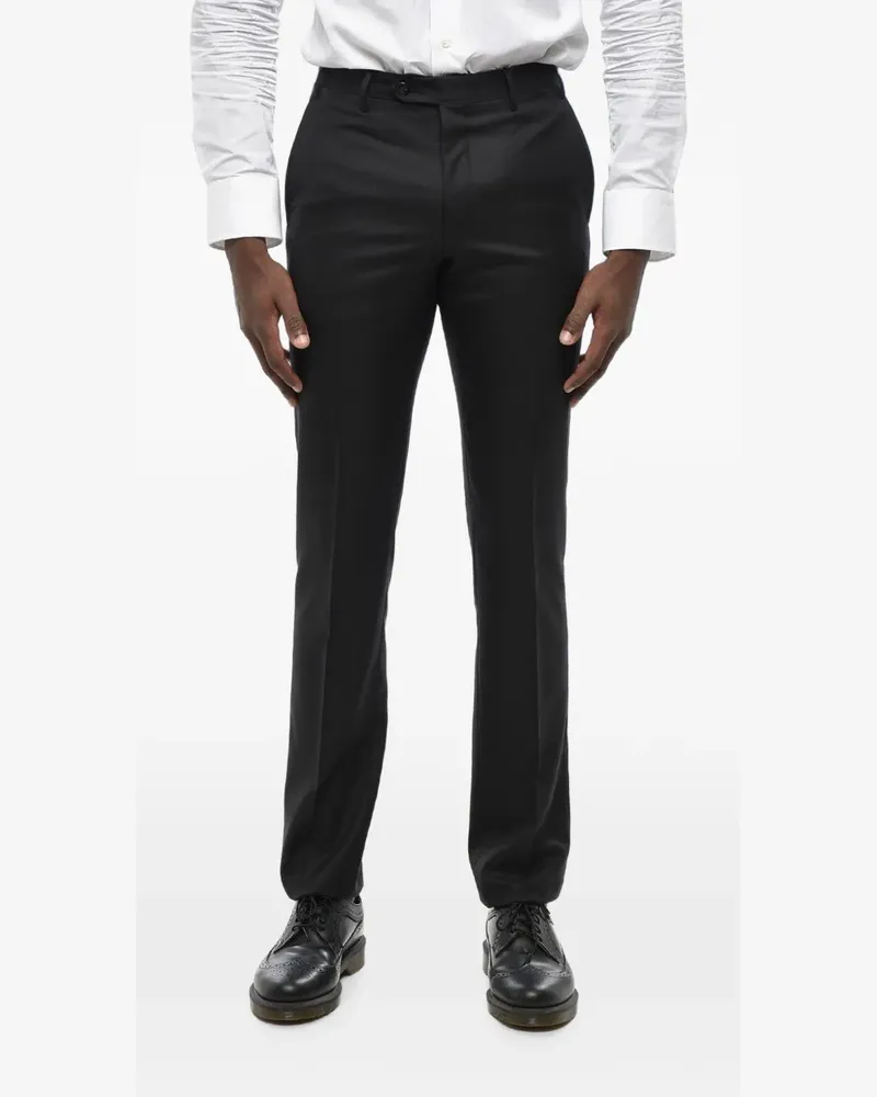 Corneliani flat-front virgin wool trousers - Schwarz Schwarz