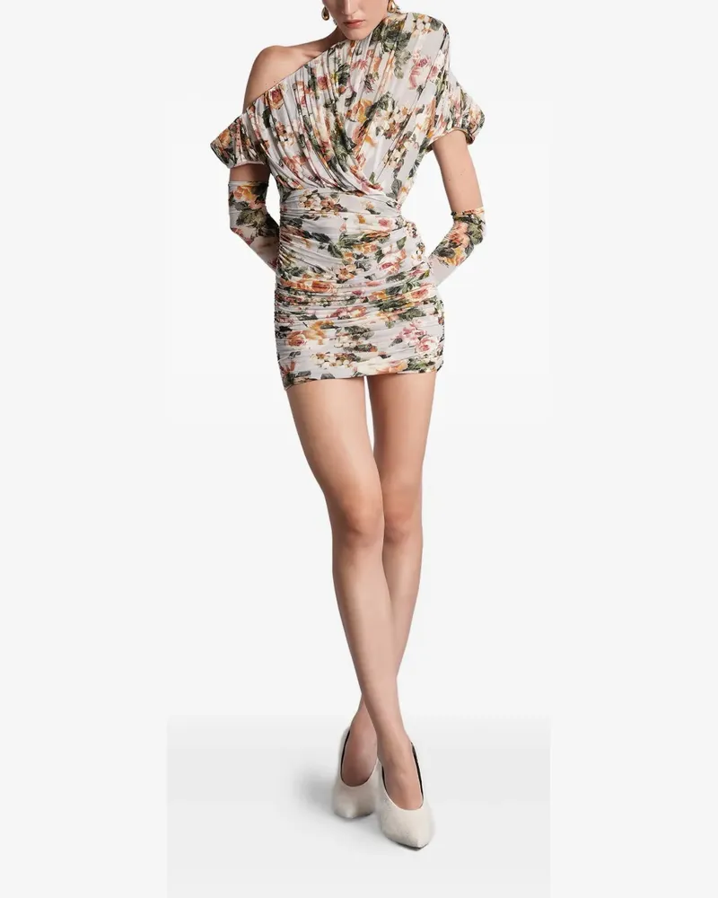 Magda Butrym floral-print ruched mini dress - Nude Nude