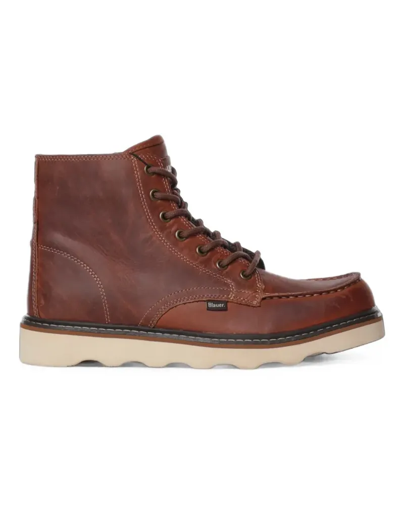 Blauer lace-up leather boots - Braun Braun