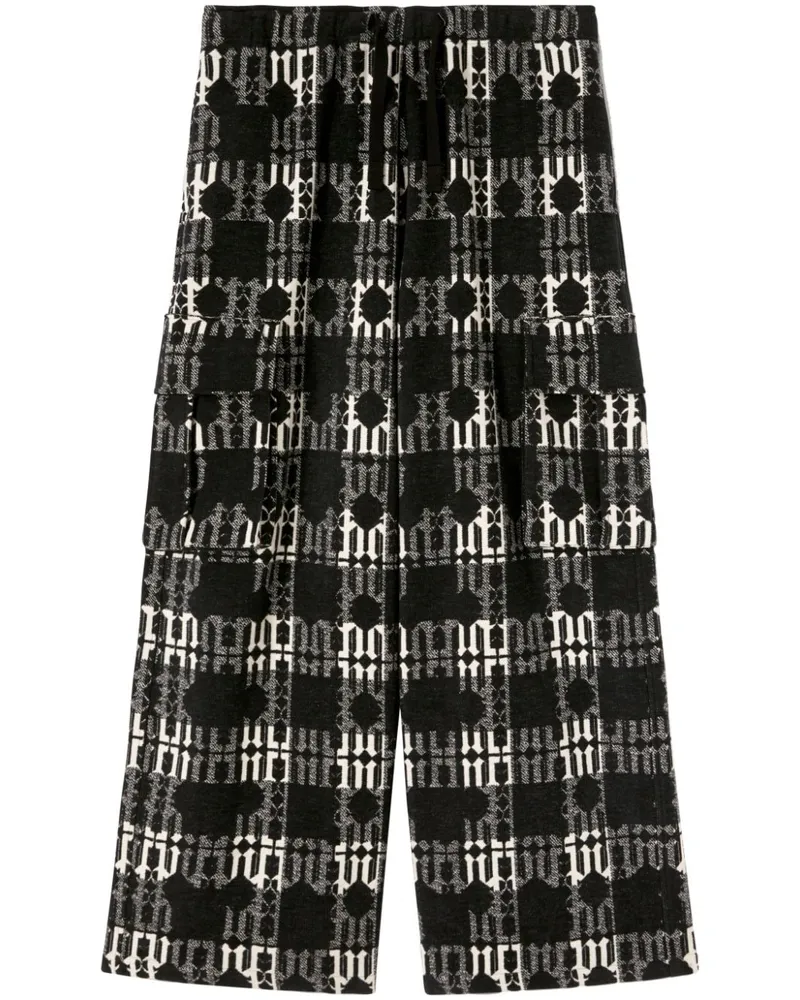 Palm Angels Weite Hose aus Monogramm-Jacquard - Schwarz Schwarz