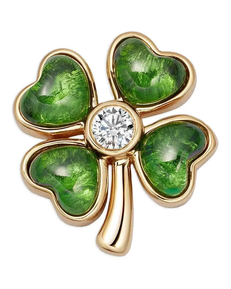 Loquet Four Leaf Clover diamond and tsavorite locket charm - Gold Gold