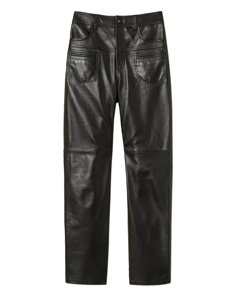 Twin-Set Lederhose mit Ziernähten - Schwarz Schwarz
